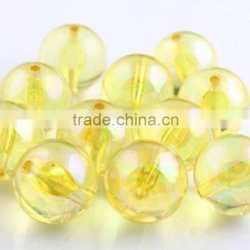 Yellow AB Color 10MM to 20MM Stock Colorful Round Acrylic AB Effect Transparent Beads for Chunky Necklace Wholesaless