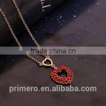 New Arrival High Quality Red Crystal Stone Love Heart Ladies Stud Earrings / Necklaces Jewelry Sets