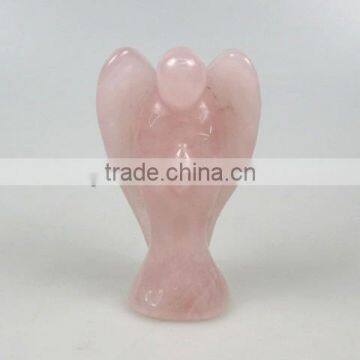 natural Rose Quartz gemstone angel carving