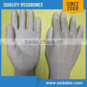 PU gray color nylon gloves