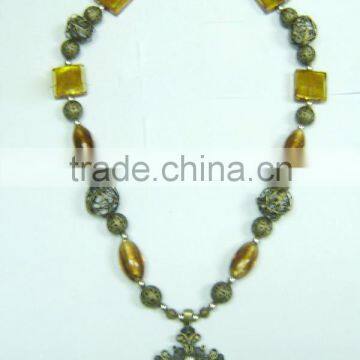 New design necklace silvering with glass necklace jewelry