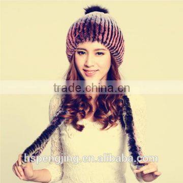 100% real rex rabbit fur hat for fashionable ladies