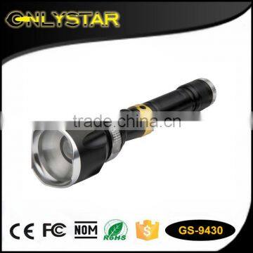 Onlystar GS-9430 aluminum 18650 battery Q5 high power rechargeable zoom dimmer led flashlight