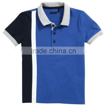 100% Cotton Men's Polo Shirt Sky Blue with Black White side Panels