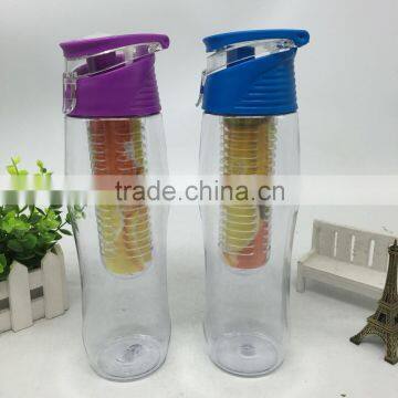 800ml fruit infuser water bottle Eastman tritan plastic infusion bottle with easy carry hand 100% BPA free