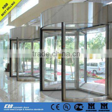 revolving door with laminated glass