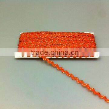 Factory supply orange quality ric rac ribbon wave edged ribbon for Garment