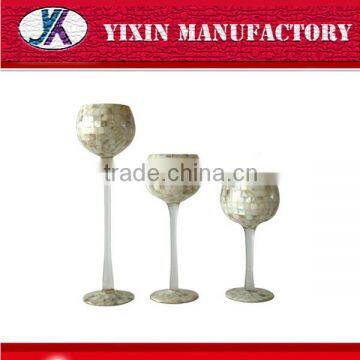 Handmade Cheap Tall Glass Mosaic Goblet Candelabras