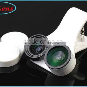 Universal fisheye wide angle macro 3 in 1 camera lens for mobile phone