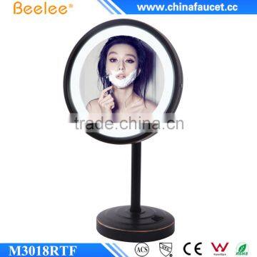 ORB Black Round Mirror 8'' Thin Single Way Lighted Table Mirror photo-4