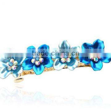 fashionable flower shape alloy enamel crystal hair clip