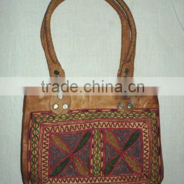 leather with embroidery shopping bags