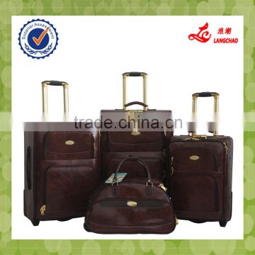 3 PCS Luggage Set Popular Type With Duffel Bag Shining Oil Material Red Brown Color 3 Luggage Sets