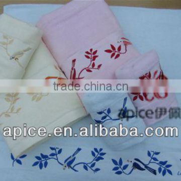 luxury bath towel with embroidery border