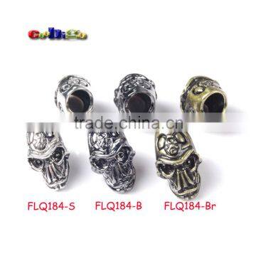 5.5mm Hole Single Vertical Hole Cyber Human Charm Metal Skull For Paracord Knife Lanyards #FLQ184-S