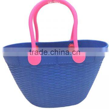 summer large silicone handle beach bag with EVA material