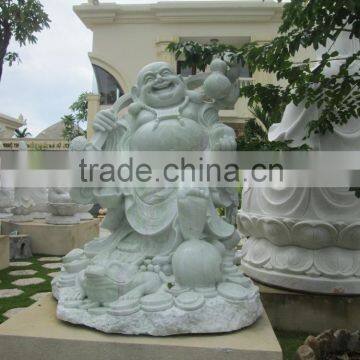 Laughing Buddha Statue White Marble Stone Hand Sculpture Carved For Temple No 20