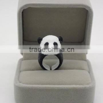 KARASU Designer Unique Handmade Giant Panda Adorable 3D Stereoscopic Animal Finger Ring Party Midi Adjustable Rings for Women