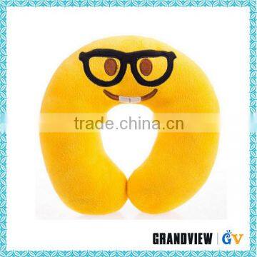 Wholesale Plush Travel Neck Pillow U Shape Emoji Pillow With PP Cotton