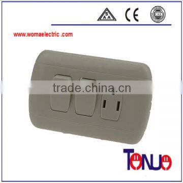 Venezuela style 2 gang 3 pin wall switch socket
