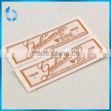 Free design custom light brown thread woven tag for women's garments