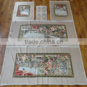 flower style full embroidery machine-made sofa cover set