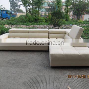 L Shape White Leather Sectional Sofa 8043