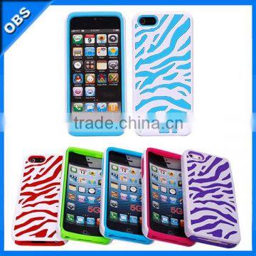 2 in 1 silicone PC zebra pattern mobile phone case for iphone4(OBS-PG5-6018)