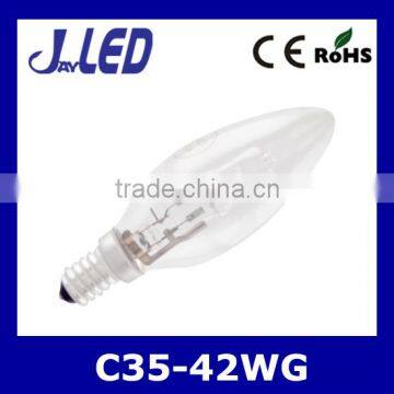 42W CE ROHS glass body halogen c35 bulb e14