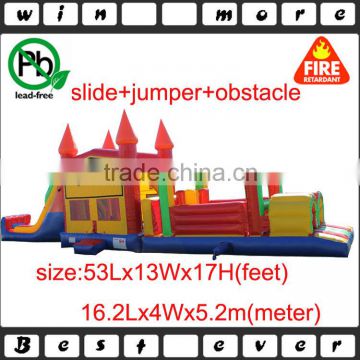 inflatable obstacle course equipment for sale, 4 in 1 combo long obstacle course