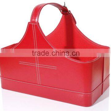 durabel waterproof pu leather hand baskets for shopping for storge