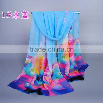 ladies dream peony silk printed thin scarf All-match chiffon hijab Muffler shawls gift