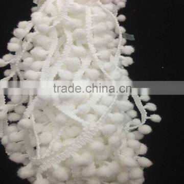 wholesale 5mm white cute pompom fringe trim draper ball accessory pom pom lace