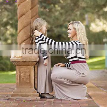 2016 mommy and me maxi dresses black and white strip dresses grey long dresses long sleeve maxi dress