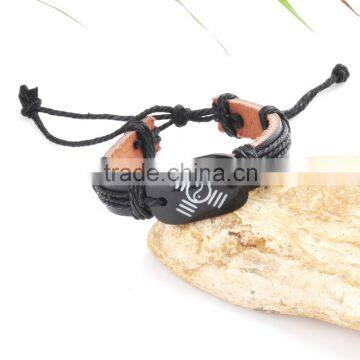 Genuine Leather Bracelet With Simple Universe Diagram Painted Leather Accessory.