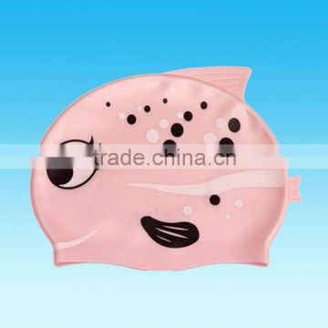 Customized printing funny fish shape fashion silicone swimming cap