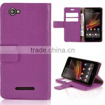 For sony xperia M c1905 purple wallet leather case high quality factory's price