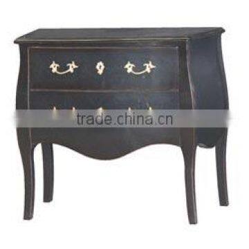 French Chest of 2 Drawers Black Distressed