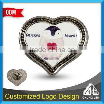 Custom Design Heart Shape Metal Pin Badges With Printed photo-4