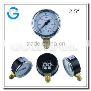 High quality 2.5 inch black steel case brass internal CNG gas pressure meter