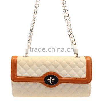 2016 New product turn lock clasp ladies leather vanity clutch bag