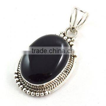 Black ONYX pendant 925 silver jewelry semi precious stone pendant Indian jewellery