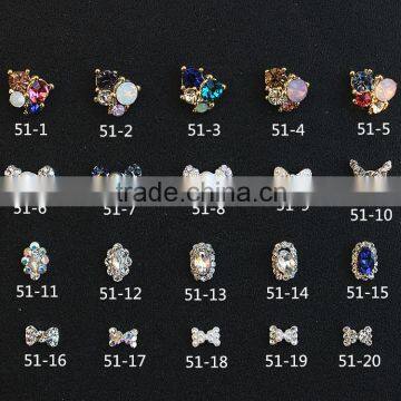 opaque stone pearl bow design fantasy nail jewelry