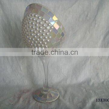 WHITE PEARL MOSAIC WINE GLASS CUP DECORATION