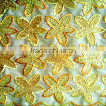 Shandong supplier modern maple leaf African emboridery fabric