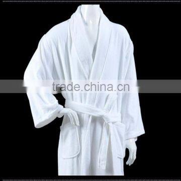 Cotton Velour White Bathrobe Hotel 5 Star Bathrobe Shawl Collar Robe