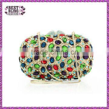 Luxury new arrival nobel diamond woman clutch bags fashion delicate woman handbags evening bags purses (88192A-GR)