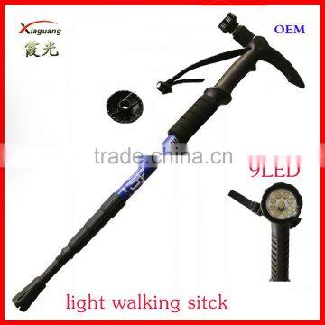 aluminum telescopic adjustable hiking with compass with LED nordic walking stick
