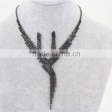 Top quality fashion necklace gunmetal plating statement necklace, hematite necklace with earrings