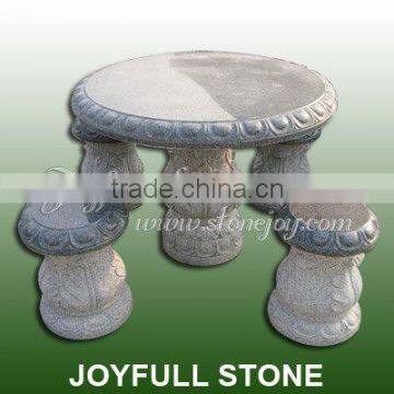 Hand-carved Dark Grey Granite Table Set